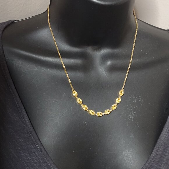 18 Inch Gold Tone And Yellow Glass Necklace - Picture 1 of 9
